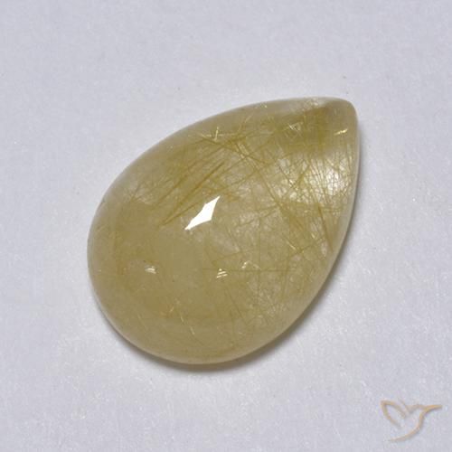 2.05ct Натуральный Землисто-желтый Рутиловый кварц, Форма груши, Прозрачный