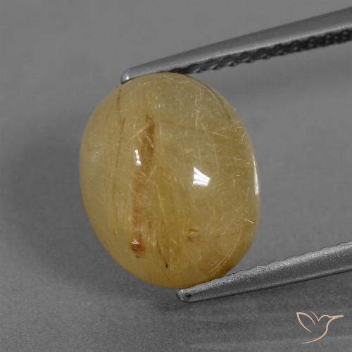 4.72ct Натуральный Теплый желтый Рутиловый кварц, Овал, Полупрозрачный