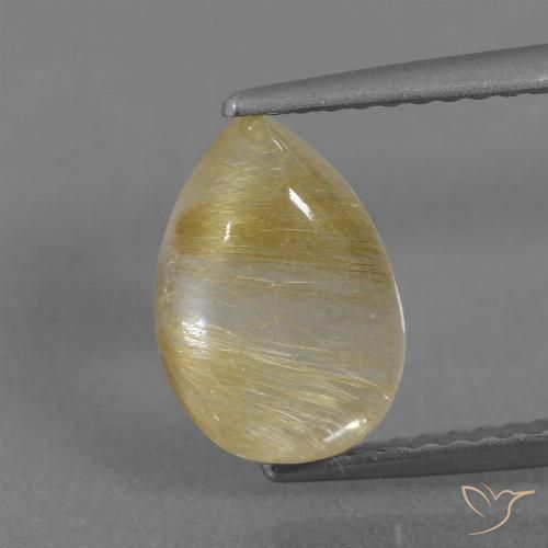 2.74ct Натуральный Светлый дижонский желтый Рутиловый кварц, Форма груши, Прозрачный