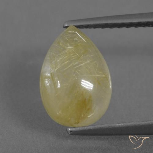 2.67ct Натуральный Средний желтый Рутиловый кварц, Форма груши, Прозрачный