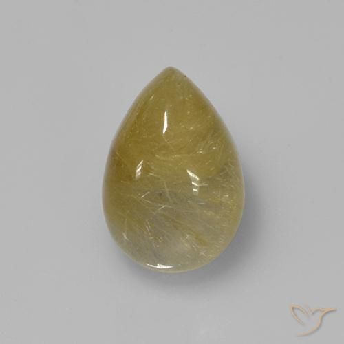 2.14ct Натуральный Землисто-желтый Рутиловый кварц, Форма груши, Прозрачный