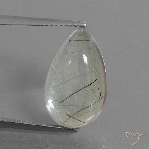 9.20ct Натуральный Очистить с включением Рутиловый кварц, Форма груши, Прозрачный