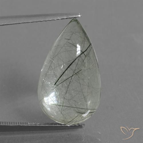 9.75ct Натуральный Светло-зеленый Рутиловый кварц, Форма груши, Прозрачный