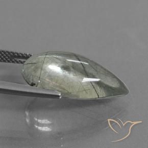 9.75 карата, натуральный Светло-зеленый Рутиловый кварц, Форма груши, Прозрачный