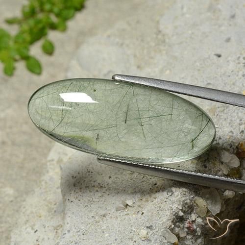 13.24ct Натуральный Светло-зеленый Рутиловый кварц, Овал, Прозрачный