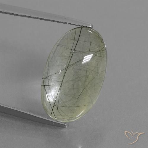 10.99ct Натуральный Светло-зеленый Рутиловый кварц, Овал, Прозрачный