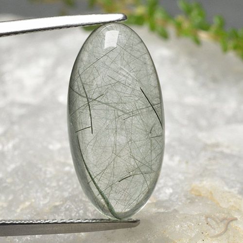 11.39ct Натуральный Светло-зеленый Рутиловый кварц, Овал, Прозрачный