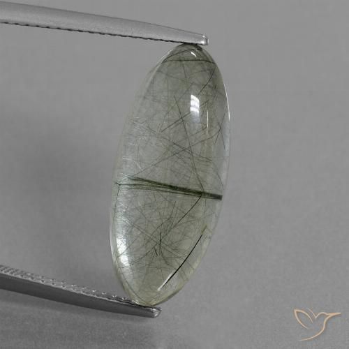 8.76ct Натуральный Светло-зеленый Рутиловый кварц, Маркиза, Прозрачный