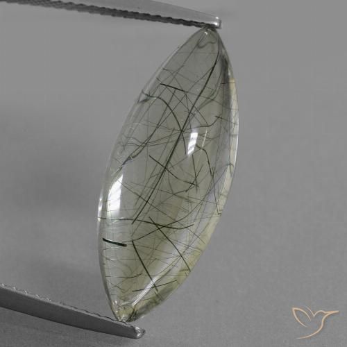 9.05ct Натуральный Светло-зеленый Рутиловый кварц, Маркиза, Прозрачный