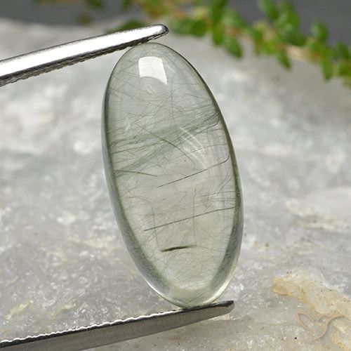 8.97ct Натуральный Светло-зеленый Рутиловый кварц, Овал, Прозрачный