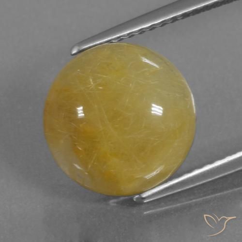 5.34ct Натуральный Золотисто-желтый Рутиловый кварц, Круглый, Полупрозрачный