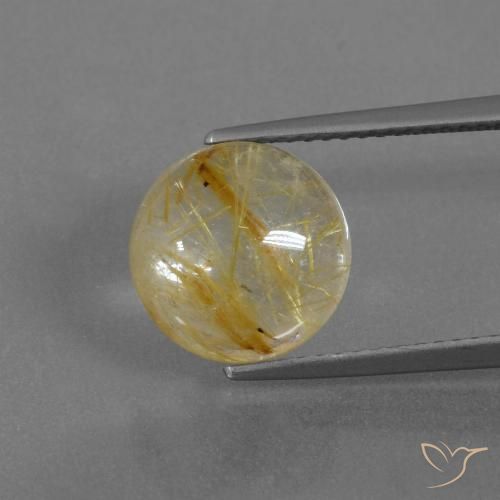 4.57ct Натуральный Землисто-желтый Рутиловый кварц, Круглый, Прозрачный