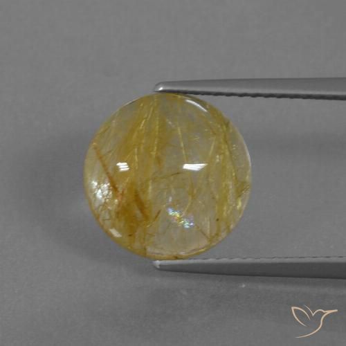 3.68ct Натуральный Средний желтый Рутиловый кварц, Круглый, Прозрачный