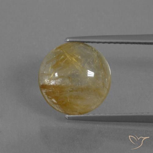 4.34ct Натуральный Землисто-желтый Рутиловый кварц, Круглый, Прозрачный