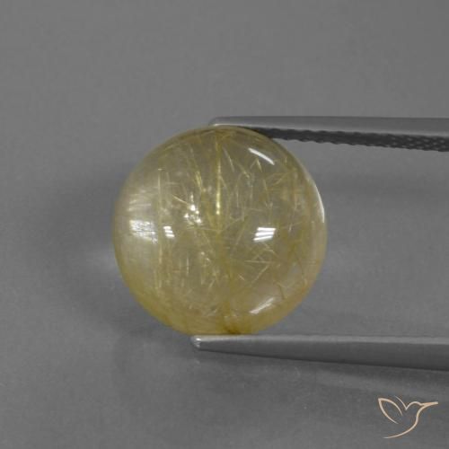 5.55ct Натуральный Землисто-желтый Рутиловый кварц, Круглый, Прозрачный