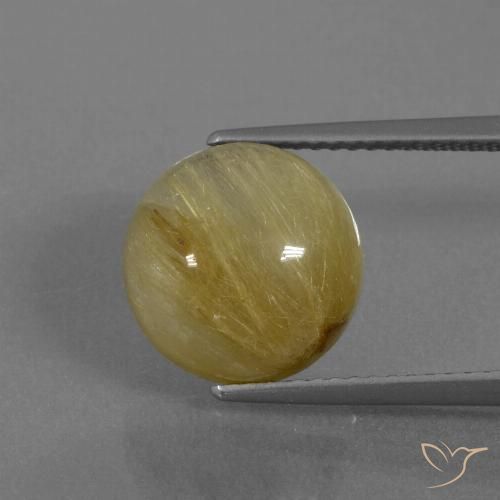 6.04ct Натуральный Яркое золото Рутиловый кварц, Круглый, Полупрозрачный