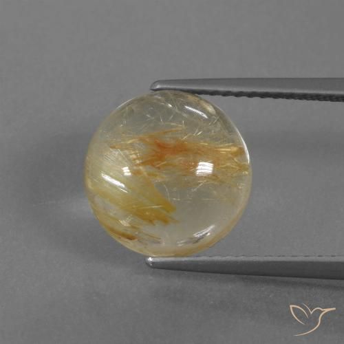 5.53ct Натуральный Теплый коричневый Рутиловый кварц, Круглый, Прозрачный