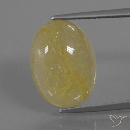 7.56ct Натуральный Желтоватое золото Рутиловый кварц, Овал, Полупрозрачный