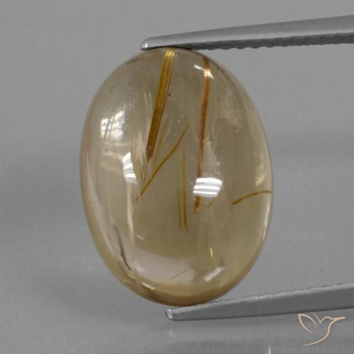 7.85ct Натуральный Очень светлый золотисто-коричневый Рутиловый кварц, Овал, Прозрачный