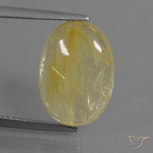 5.21ct Натуральный Яркое золото Рутиловый кварц, Овал, Прозрачный