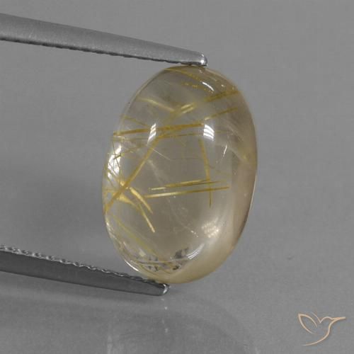 5.58ct Натуральный Очень светлый золотисто-коричневый Рутиловый кварц, Овал, Прозрачный