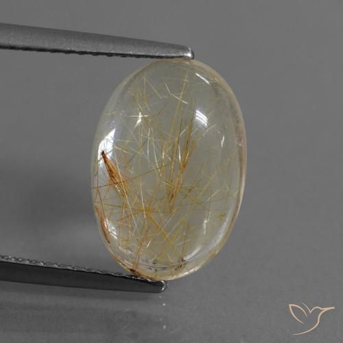 4.09ct Натуральный Очень светлый золотисто-коричневый Рутиловый кварц, Овал, Прозрачный