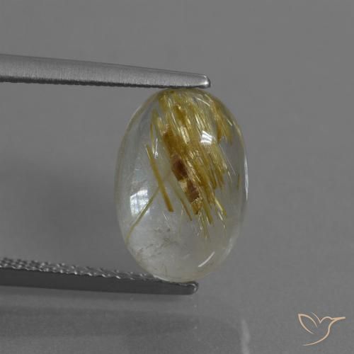 3.87ct Натуральный Очень светлый золотисто-коричневый Рутиловый кварц, Овал, Прозрачный