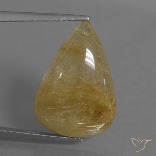 14.48ct Натуральный Средний желтый Рутиловый кварц, Форма груши, Полупрозрачный