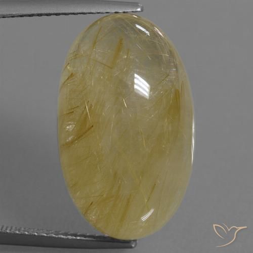 20.70ct Натуральный Средний желтый Рутиловый кварц, Овал, Полупрозрачный