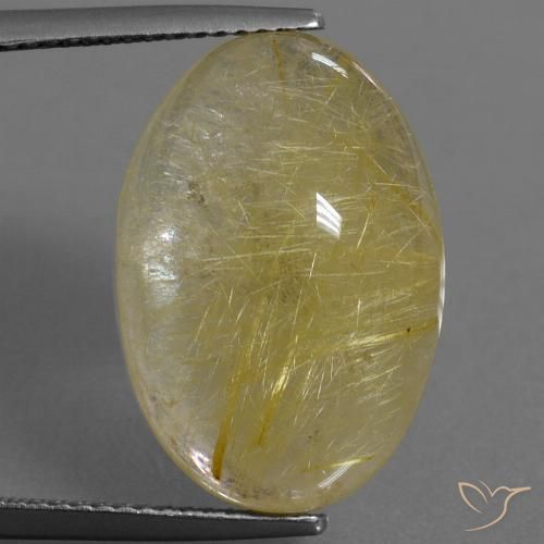 17.54ct Натуральный Светло-желтый Рутиловый кварц, Овал, Прозрачный