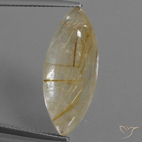 14.68ct Натуральный Очень светлый золотисто-коричневый Рутиловый кварц, Маркиза, Прозрачный