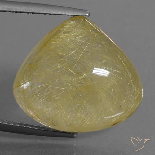 17.91ct Натуральный Теплый желтый Рутиловый кварц, Форма груши, Прозрачный