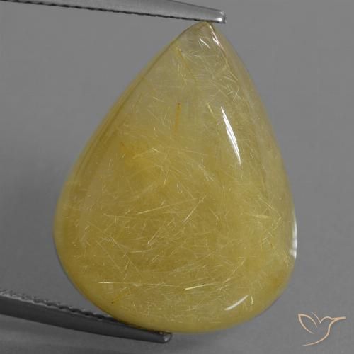 24.90ct Натуральный Светло-желтый Рутиловый кварц, Форма груши, Полупрозрачный