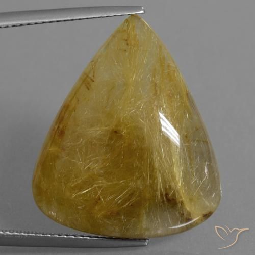 25.66ct Натуральный Землисто-желтый Рутиловый кварц, Форма груши, Полупрозрачный