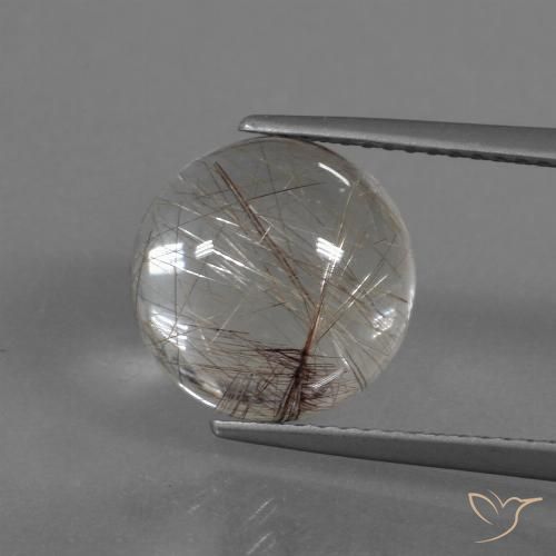 5.09 карата, натуральный Светло-коричневый Рутиловый кварц, Огранка Круг, Прозрачный