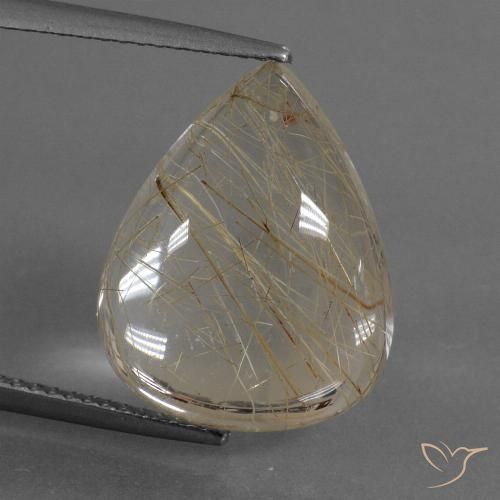 10.54ct Натуральный Светло-коричневый Рутиловый кварц, Форма груши, Прозрачный