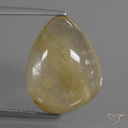 14.00ct Натуральный Светлый дижонский желтый Рутиловый кварц, причудливая, Прозрачный