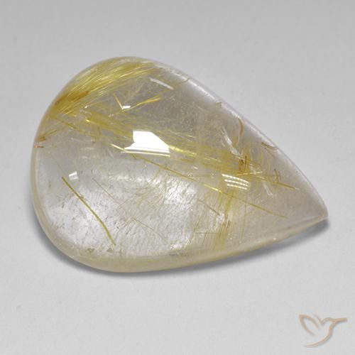12.23ct Натуральный Землисто-желтый Рутиловый кварц, Форма груши, Прозрачный