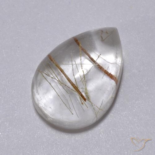 2.49ct Натуральный Теплый коричневый Рутиловый кварц, Форма груши, Прозрачный