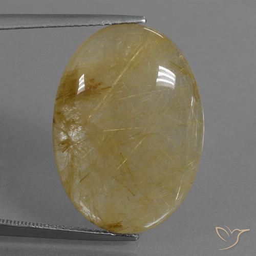 17.69ct Натуральный Золотисто-желтый Рутиловый кварц, Овал, Полупрозрачный