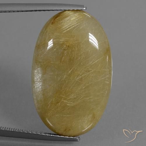 19.01ct Натуральный Дижонский желтый Рутиловый кварц, Овал, Полупрозрачный