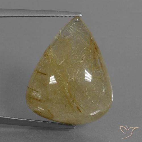 24.63ct Натуральный Светло-желтый Рутиловый кварц, Форма груши, Полупрозрачный