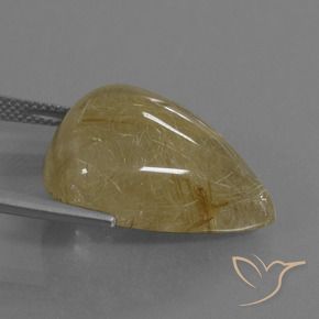 24.63 карата, натуральный Светло-желтый Рутиловый кварц, Форма груши, Полупрозрачный