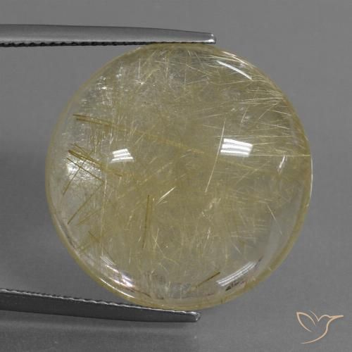 30.09ct Натуральный Светло-желтый Рутиловый кварц, Круглый, Прозрачный