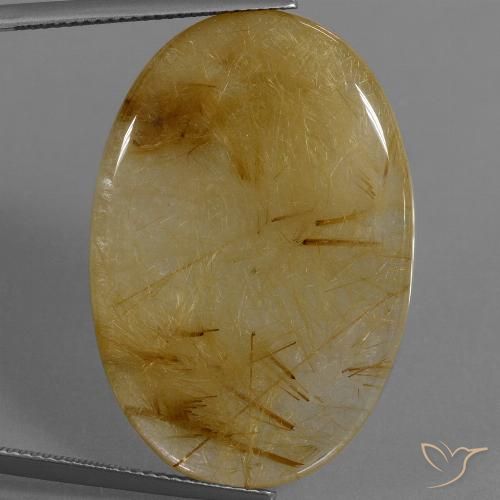 39.16ct Натуральный Золотисто-желтый Рутиловый кварц, Овал, Полупрозрачный