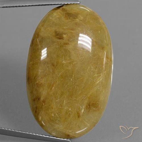 52.73ct Натуральный Землисто-желтый Рутиловый кварц, Овал, Полупрозрачный