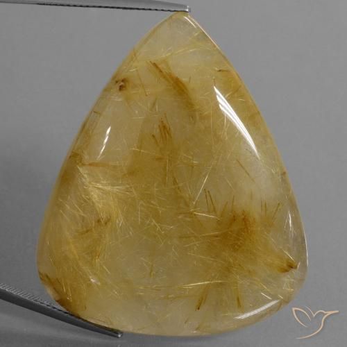 96.56ct Натуральный Золотисто-желтый Рутиловый кварц, Форма груши, Полупрозрачный