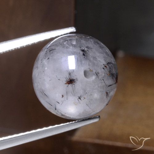 12.36ct Натуральный Очистить с черным Рутиловый кварц, Сфера / Шар, Полупрозрачный