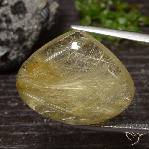 32.98ct Натуральный Средний желтый Рутиловый кварц, Форма груши, Прозрачный