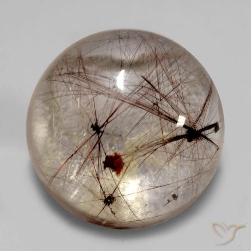 5.45ct Натуральный Очистить с коричневым Рутиловый кварц, Круглый, Прозрачный
